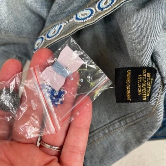 Scully Beaded Jean Jacket Medium Southwest Western - Picture 14 of 15